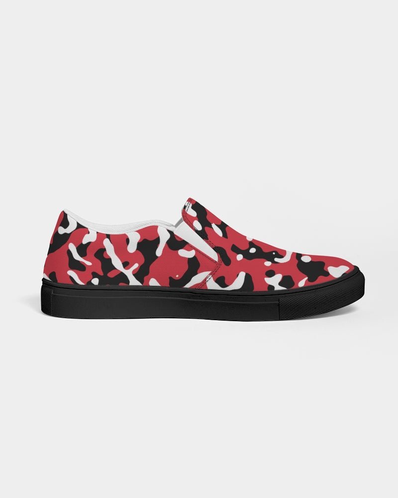 Trinidad & Tobago Flag Camo Women's Slip-On Canvas Shoe - Black - Conscious Apparel Store