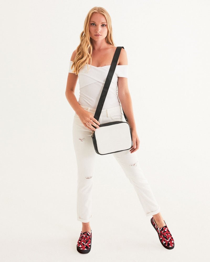 Trinidad & Tobago Flag Camo Women's Slip - On Canvas Shoe - Black - Conscious Apparel Store