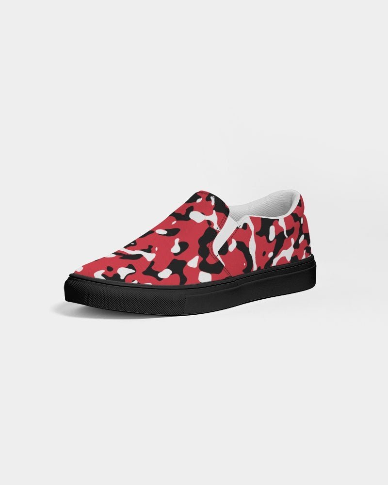 Trinidad & Tobago Flag Camo Women's Slip-On Canvas Shoe - Black - Conscious Apparel Store