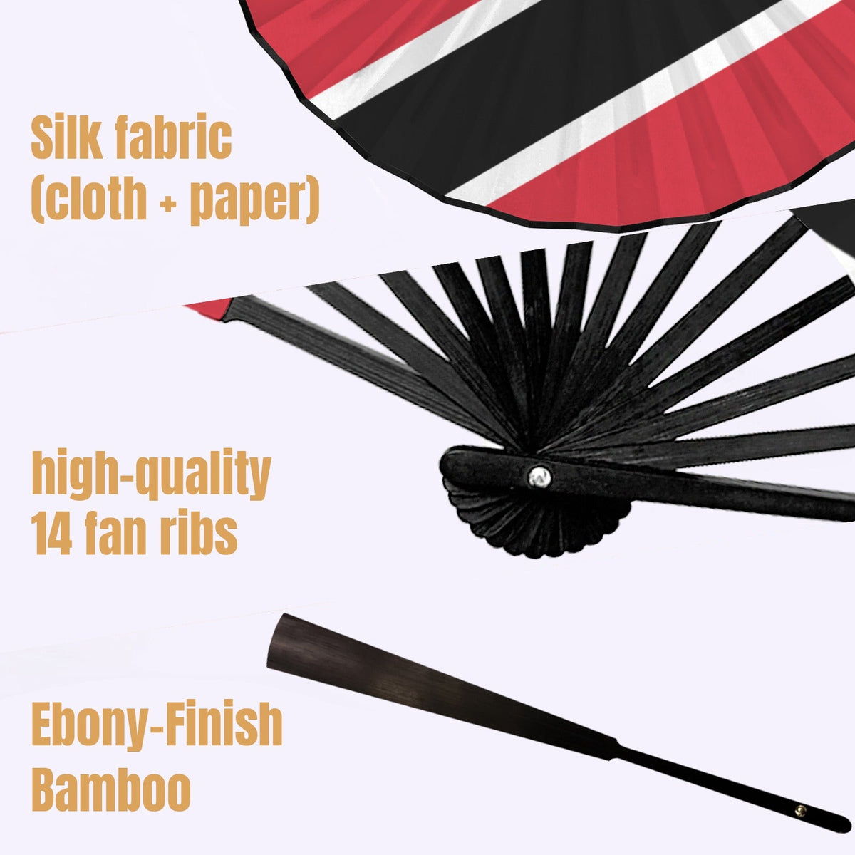 Trinidad & Tobago Flag Double-Sided Custom Folding Fan - Conscious Apparel Store