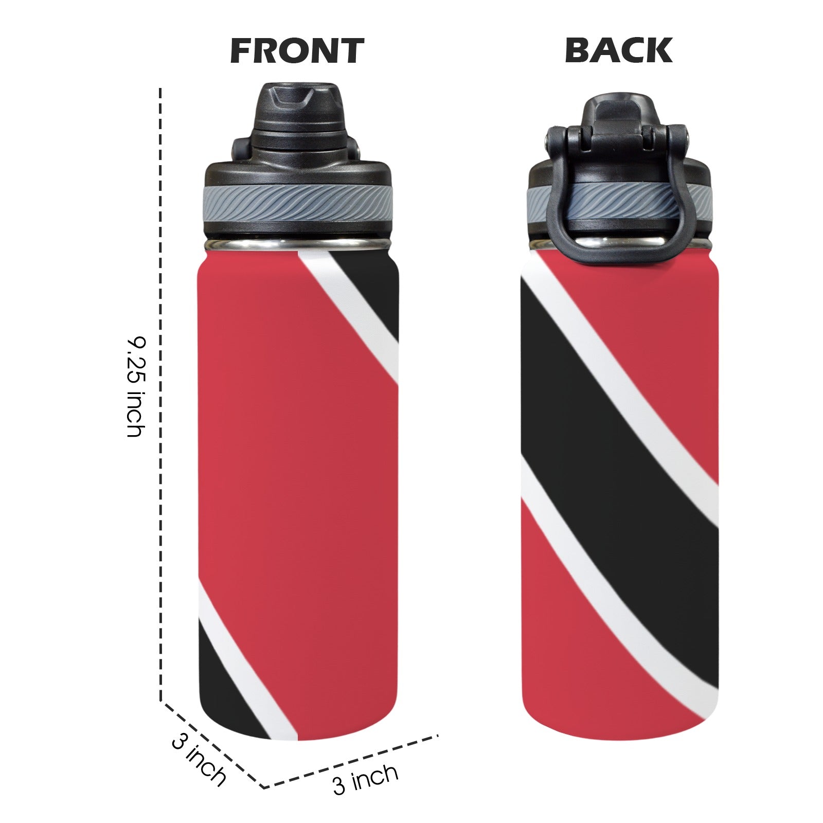 Trinidad & Tobago Flag Insulated Water Bottle with Dual - Use Lid (18oz) - Conscious Apparel Store