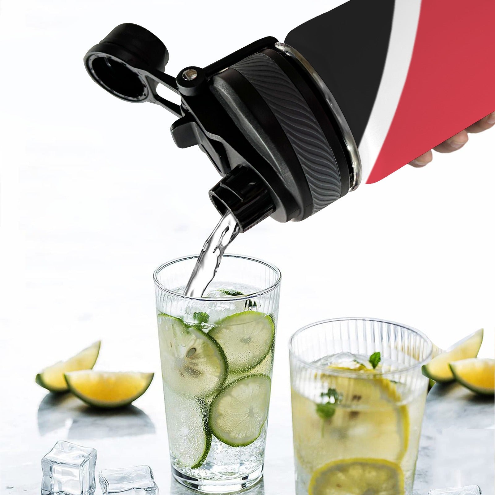 Trinidad & Tobago Flag Insulated Water Bottle with Dual - Use Lid (18oz) - Conscious Apparel Store