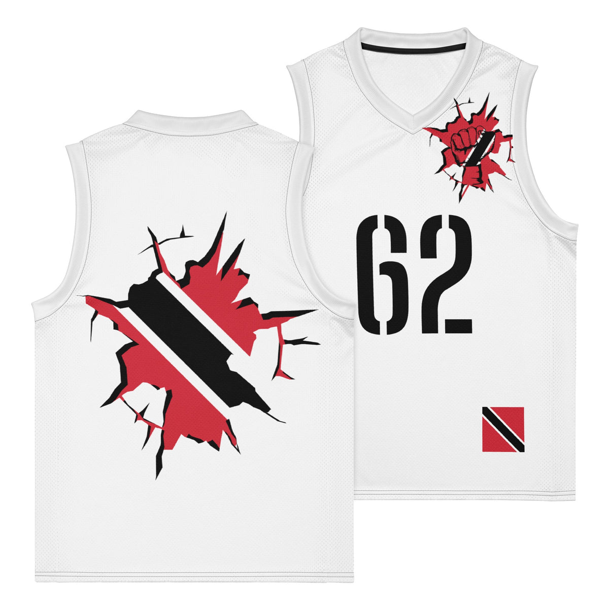 Trinidad & Tobago Flag (White) Premium Sport Jersey Tank Top - Conscious Apparel Store