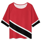 Trinidad & Tobago Flag Women’s Loose Half-Sleeve Boat Neck T-Shirt - Conscious Apparel Store