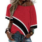 Trinidad & Tobago Flag Women’s Loose Half-Sleeve Boat Neck T-Shirt - Conscious Apparel Store