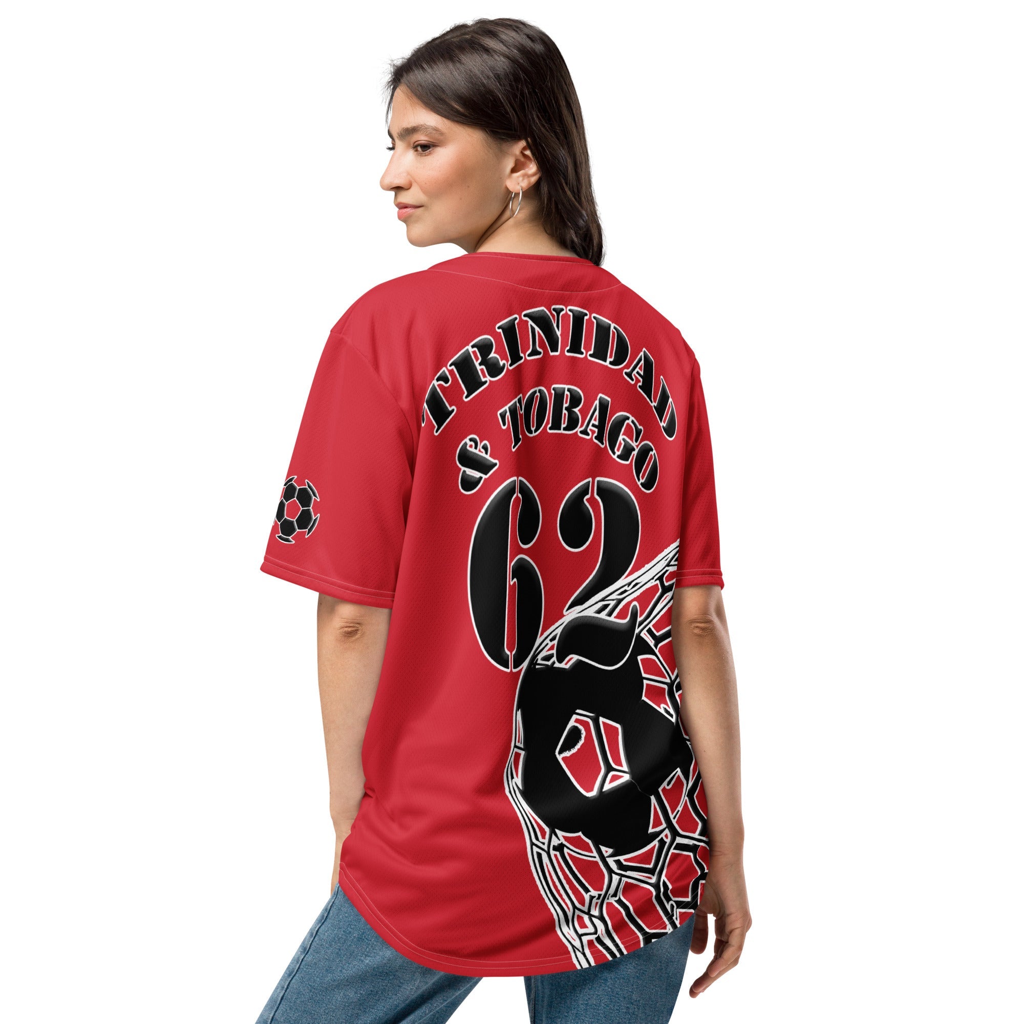 Trinidad & Tobago Football Themed Button-Down Sport Jersey - Conscious Apparel Store