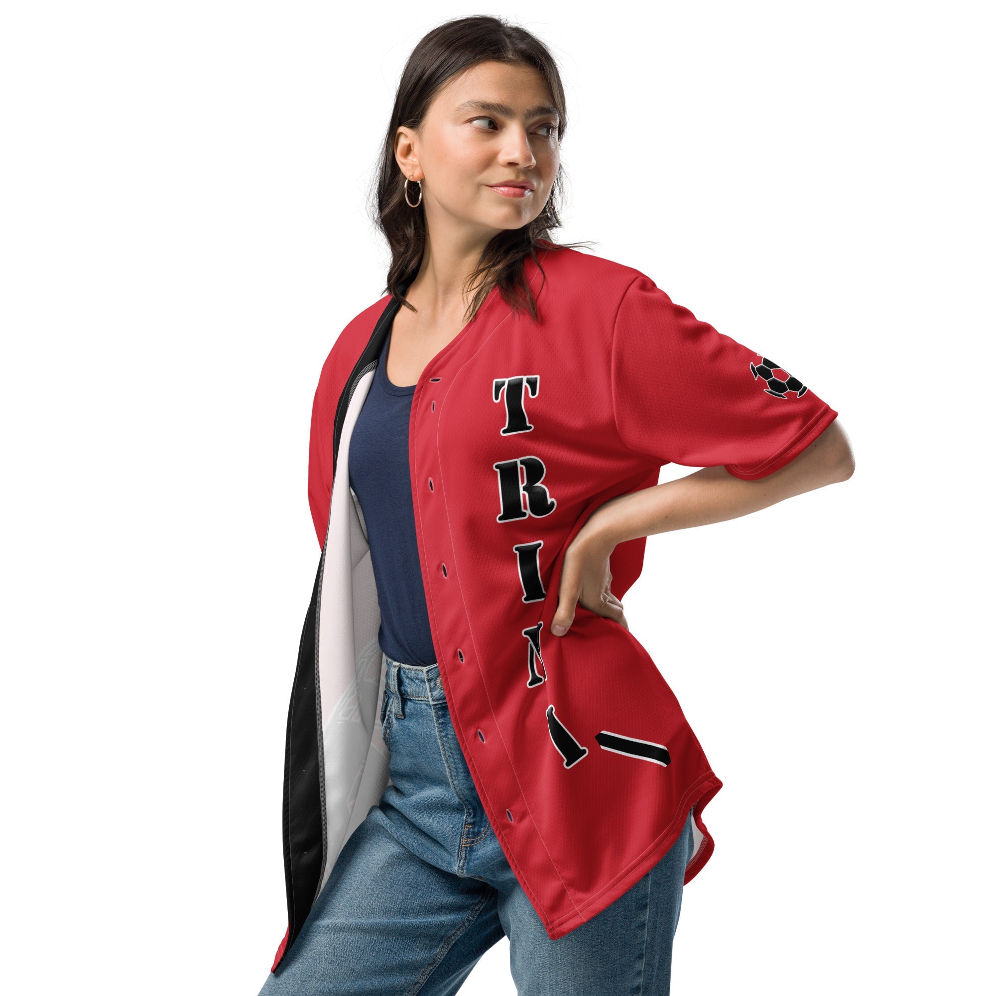 Trinidad & Tobago Football Themed Button-Down Sport Jersey - Conscious Apparel Store
