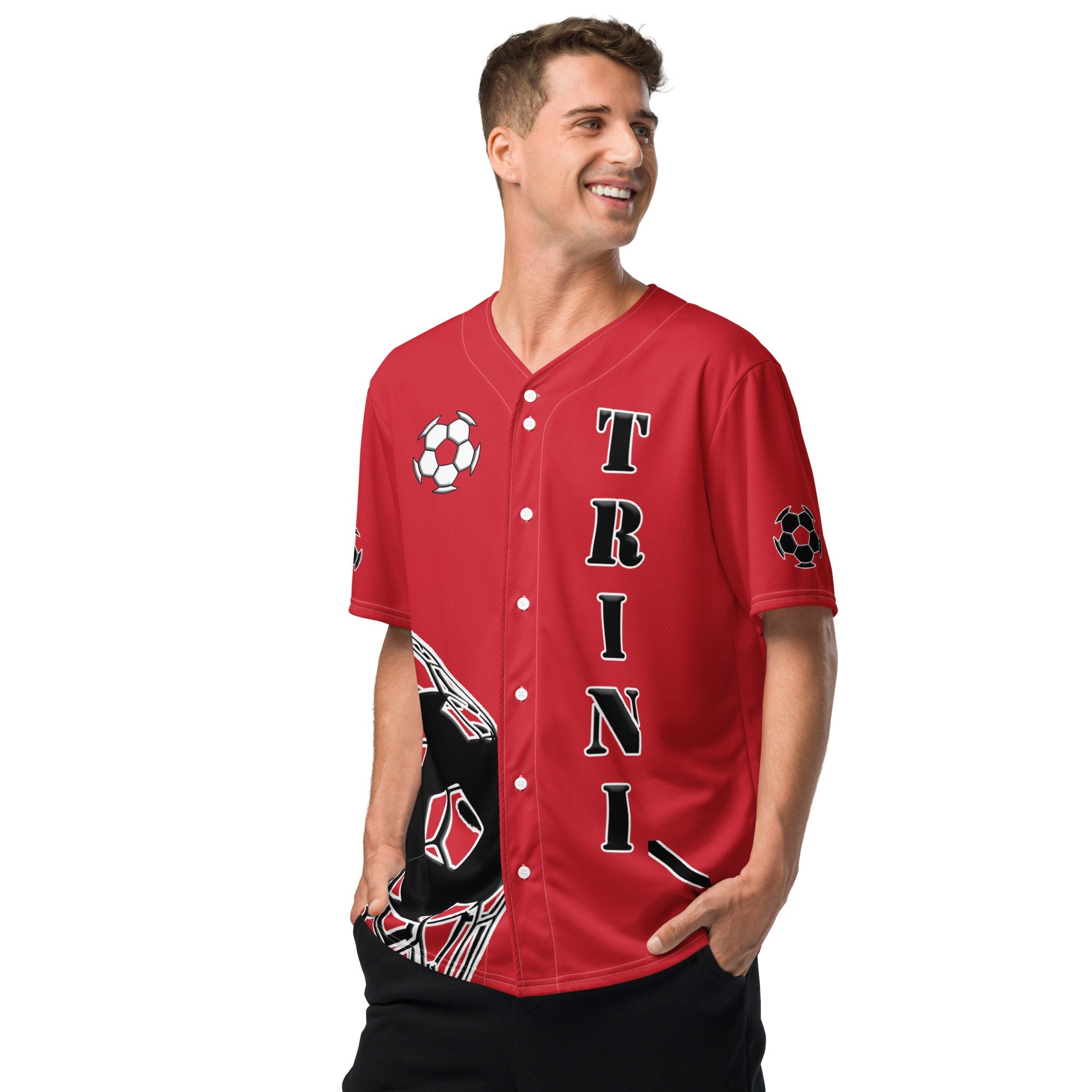 Trinidad & Tobago Football Themed Button-Down Sport Jersey - Conscious Apparel Store