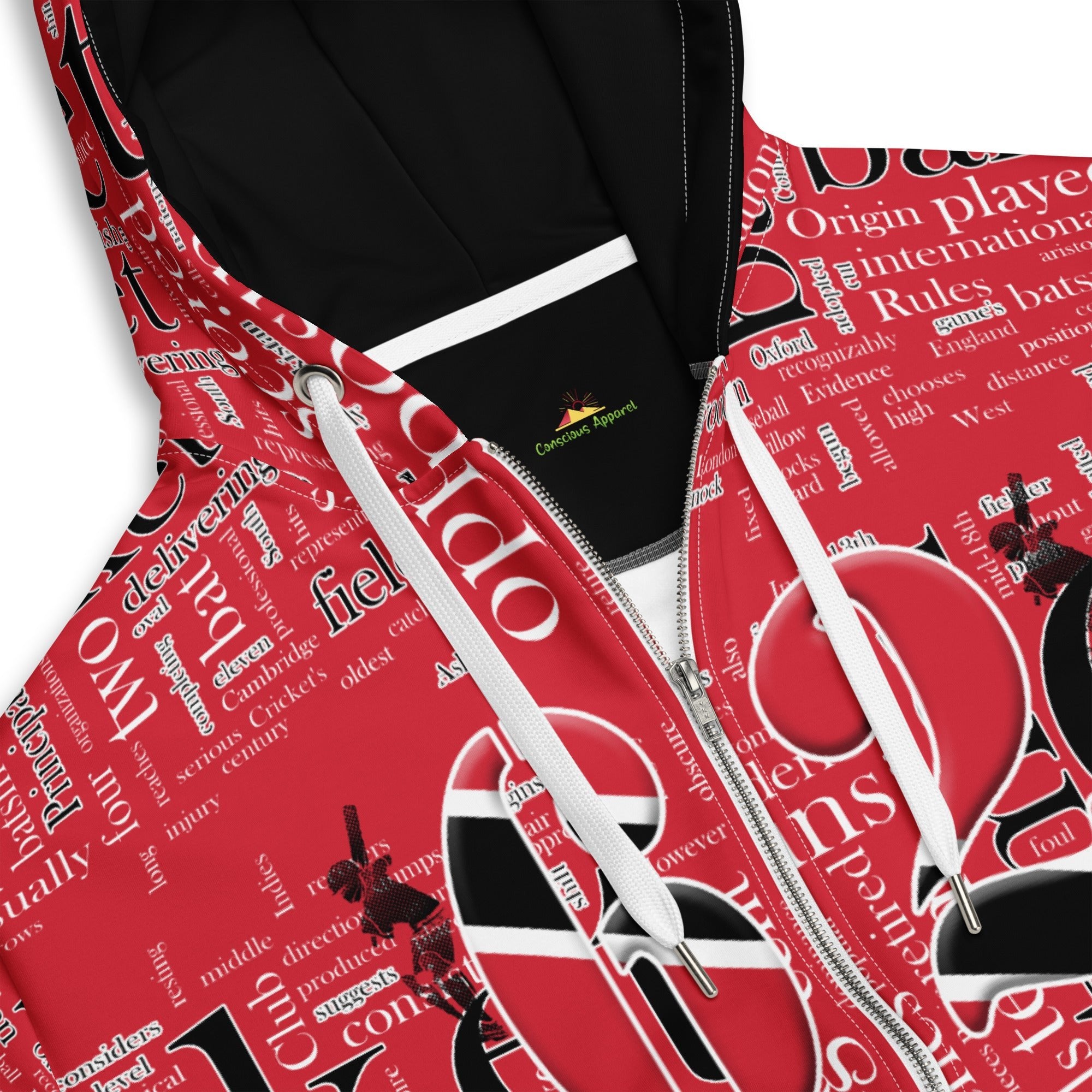 Trinidad & Tobago (WI) Cricket Unisex zip hoodie - Conscious Apparel Store