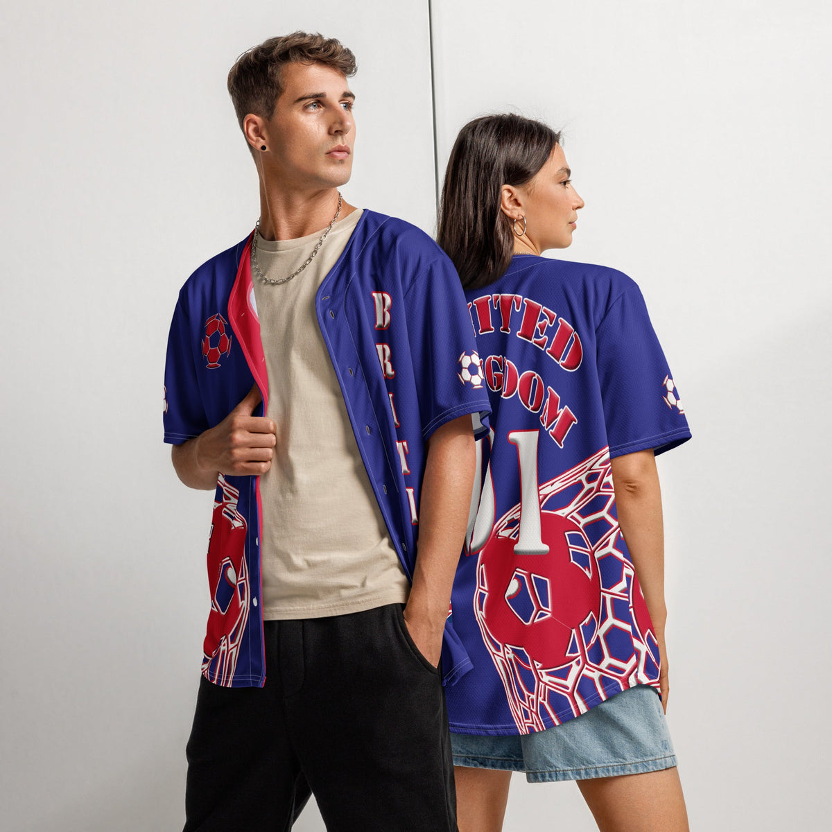 United Kingdom Football Themed Button-Down Sport Jersey - Conscious Apparel Store