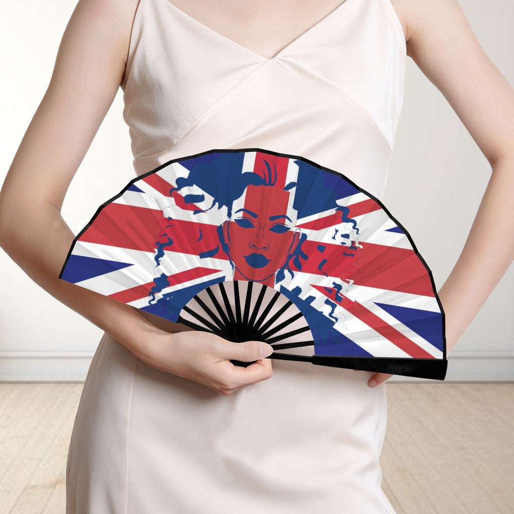United Kingdom Girl Double-Sided Custom Folding Fan - Conscious Apparel Store