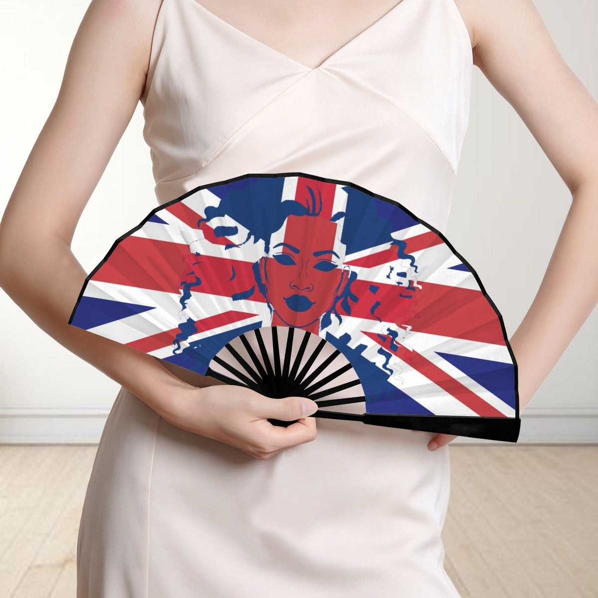 United Kingdom Girl Double-Sided Custom Folding Fan - Conscious Apparel Store