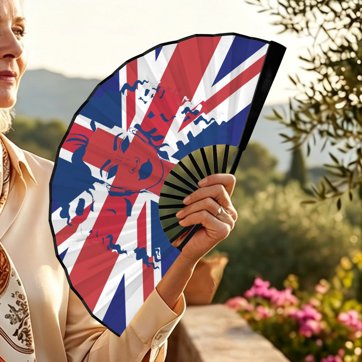 United Kingdom Girl Double-Sided Custom Folding Fan - Conscious Apparel Store