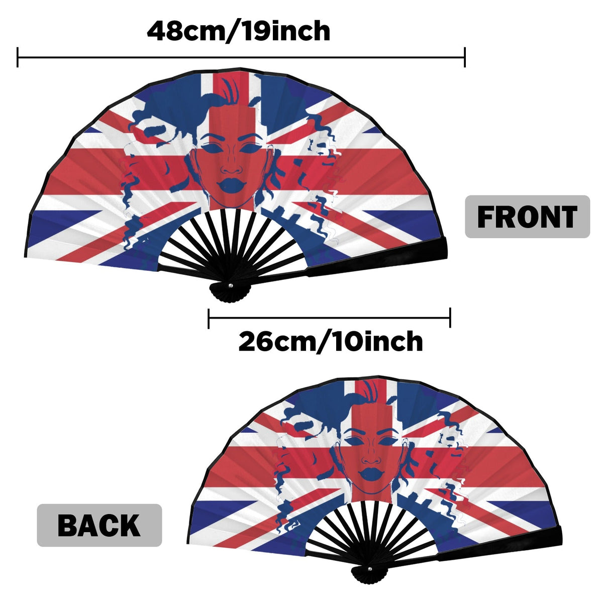 United Kingdom Girl Double-Sided Custom Folding Fan - Conscious Apparel Store