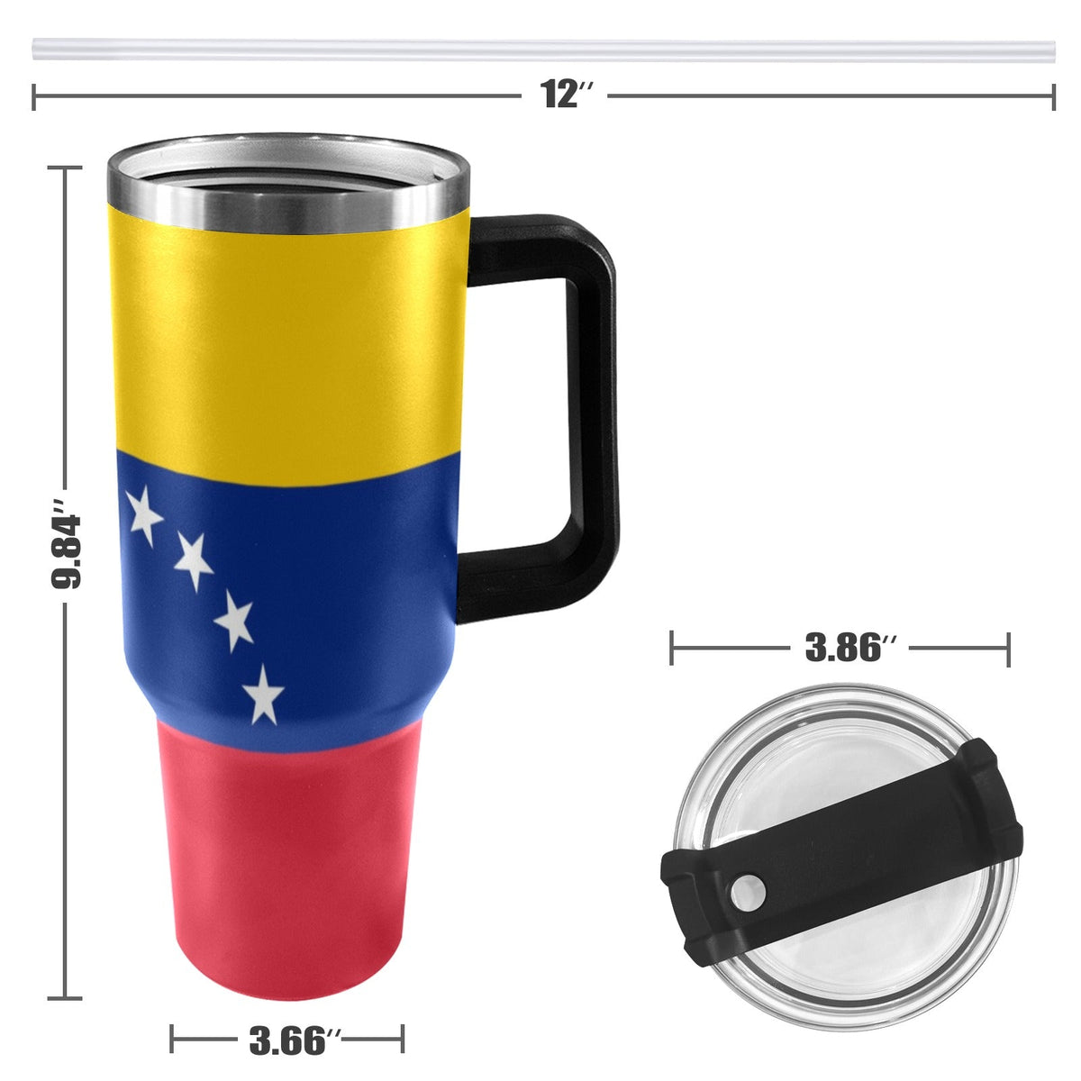 Venezuela Flag 40oz Tumbler with Black Handle - Conscious Apparel Store