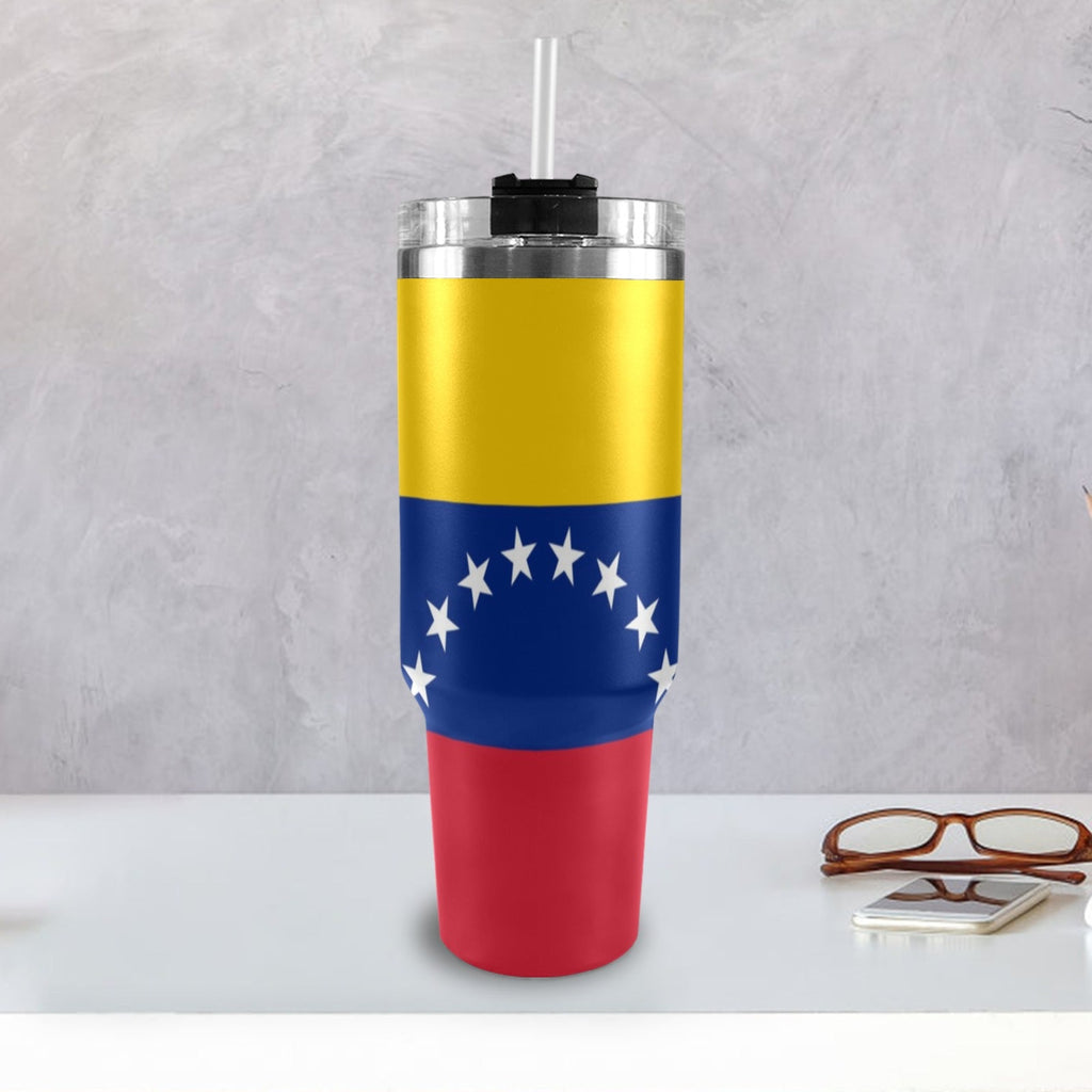 Venezuela Flag 40oz Tumbler with Black Handle - Conscious Apparel Store