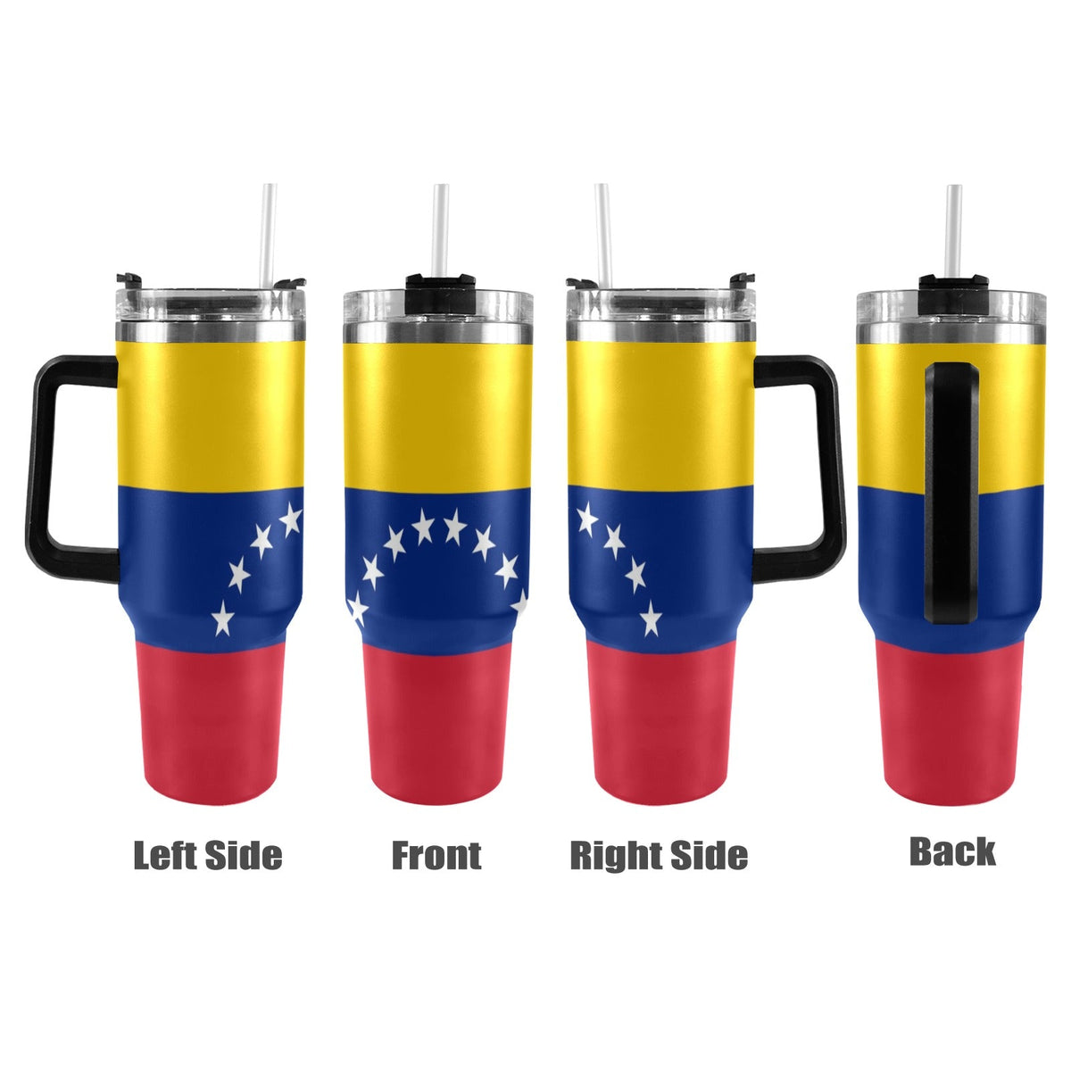 Venezuela Flag 40oz Tumbler with Black Handle - Conscious Apparel Store