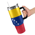 Venezuela Flag 40oz Tumbler with Black Handle - Conscious Apparel Store