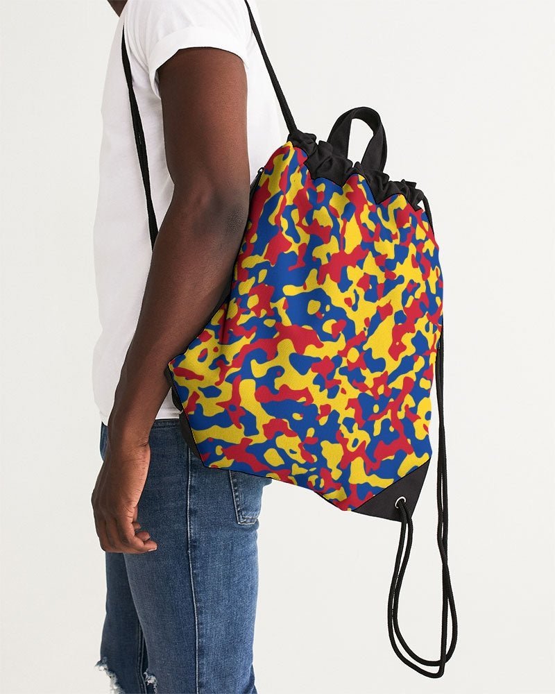 Venezuela Flag Camo Canvas Drawstring Bag - Conscious Apparel Store