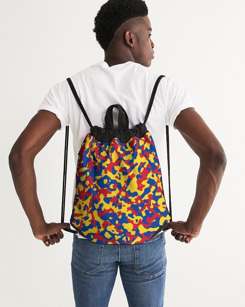 Venezuela Flag Camo Canvas Drawstring Bag - Conscious Apparel Store