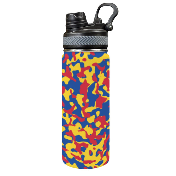 Venezuela Flag Camo Insulated Water Bottle with Dual - Use Lid (18oz) - Conscious Apparel Store