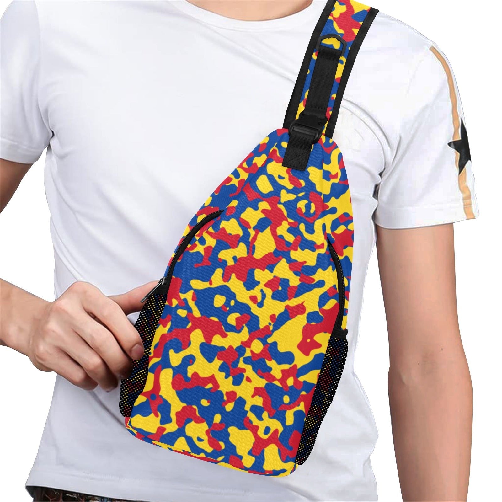 Venezuela Flag Camo Men's Casual Chest Bag - Conscious Apparel Store