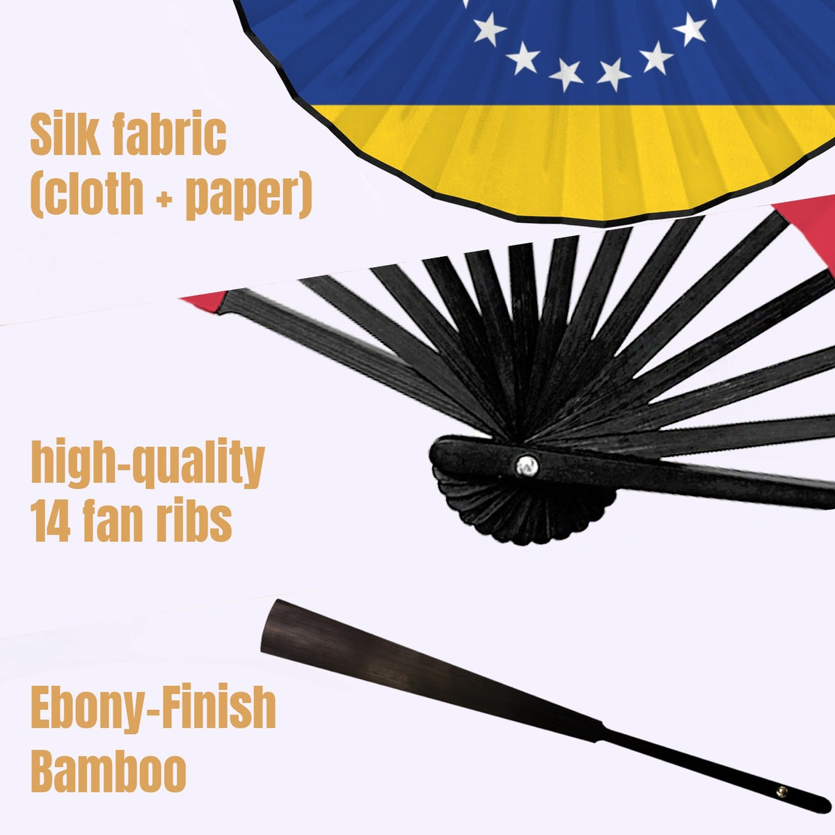 Venezuela Flag Double-Sided Custom Folding Fan - Conscious Apparel Store