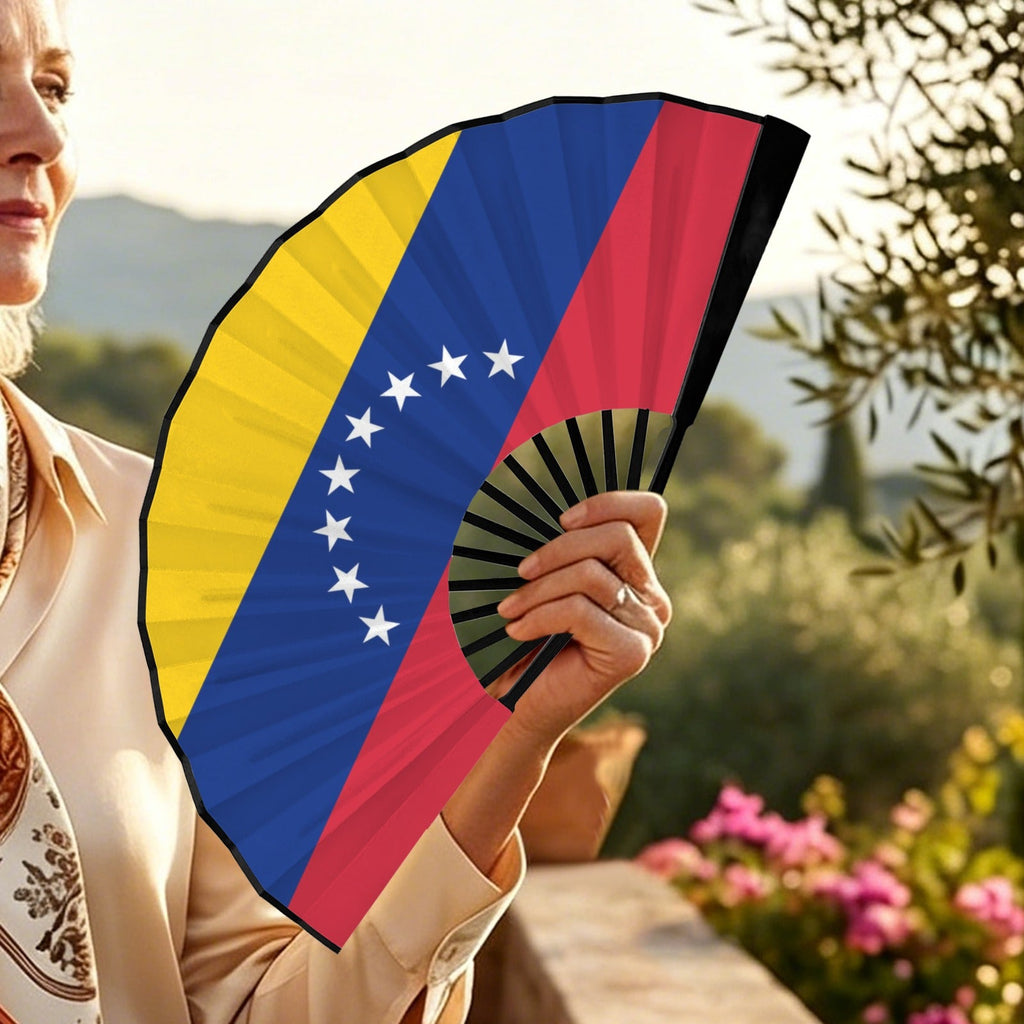 Venezuela Flag Double-Sided Custom Folding Fan - Conscious Apparel Store