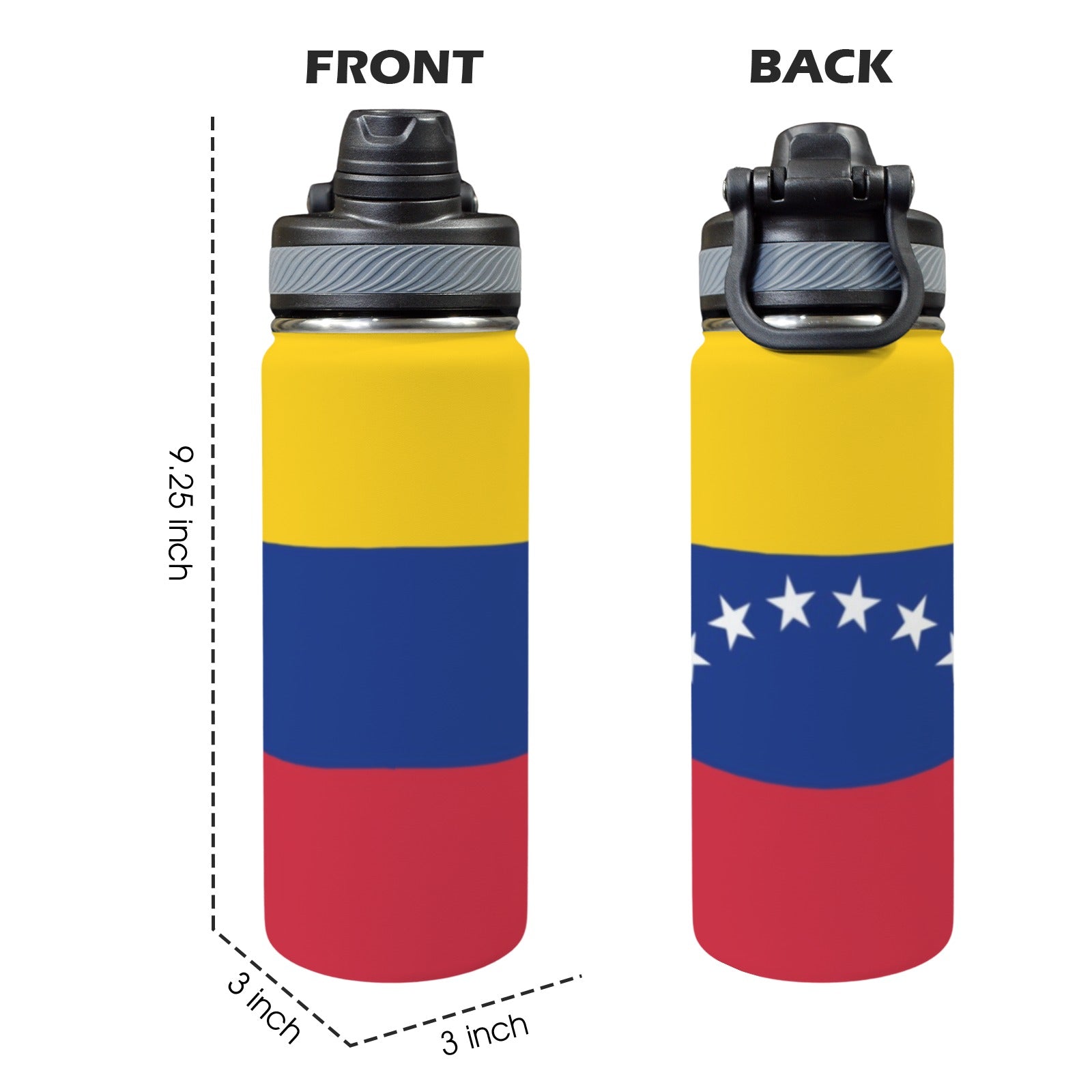 Venezuela Flag Insulated Water Bottle with Dual - Use Lid (18oz) - Conscious Apparel Store