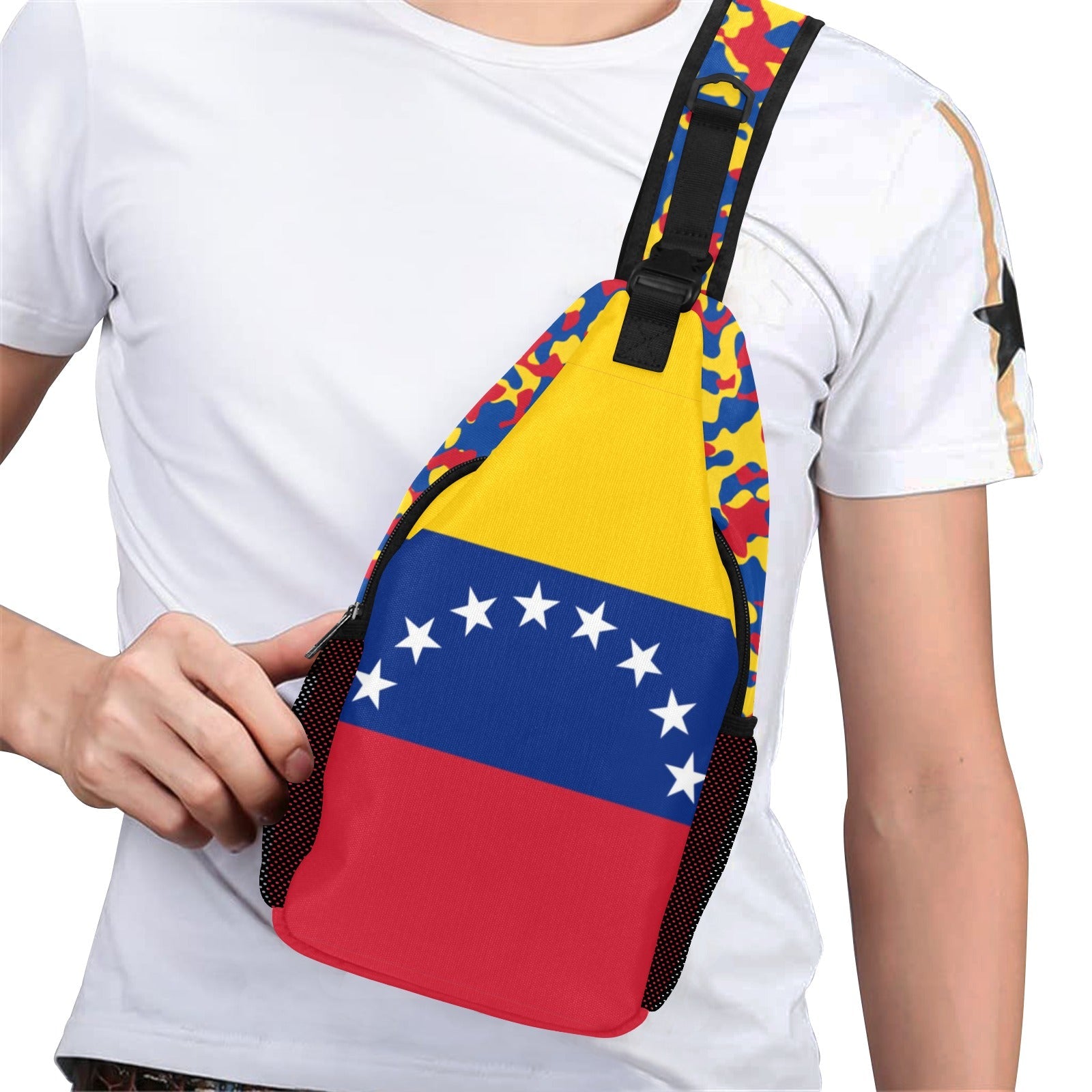 Venezuela Flag Men's Casual Chest Bag - Conscious Apparel Store