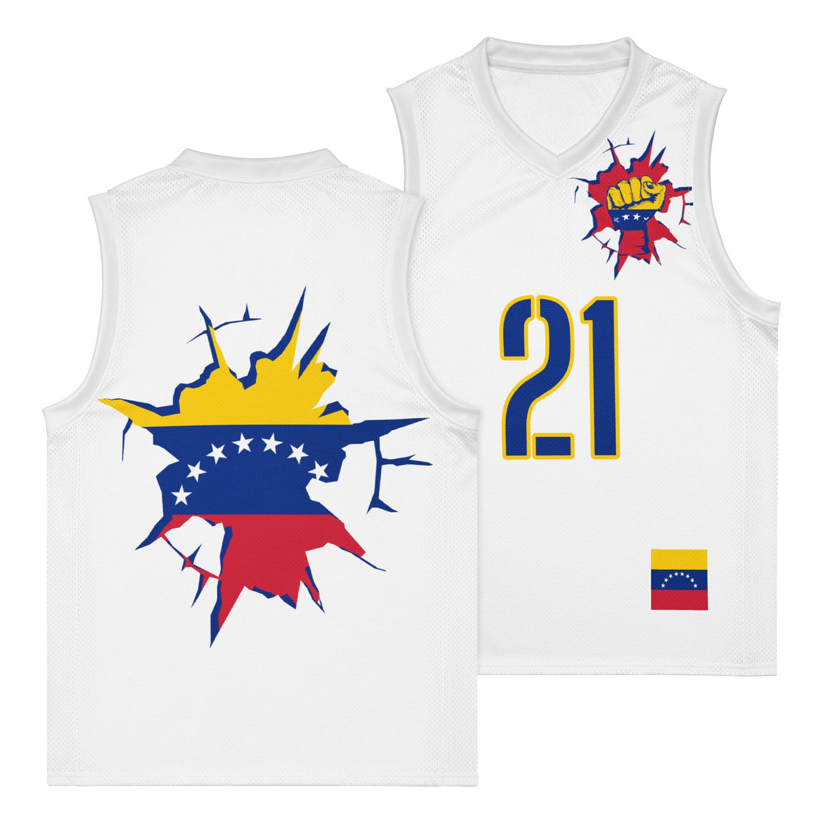 Venezuela Flag (White) Premium Sport Jersey Tank Top - Conscious Apparel Store