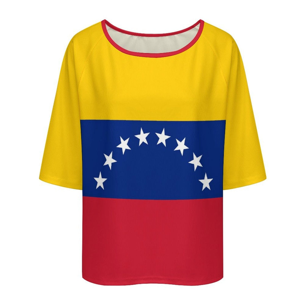 Venezuela Flag Women’s Loose Half-Sleeve Boat Neck T-Shirt - Conscious Apparel Store