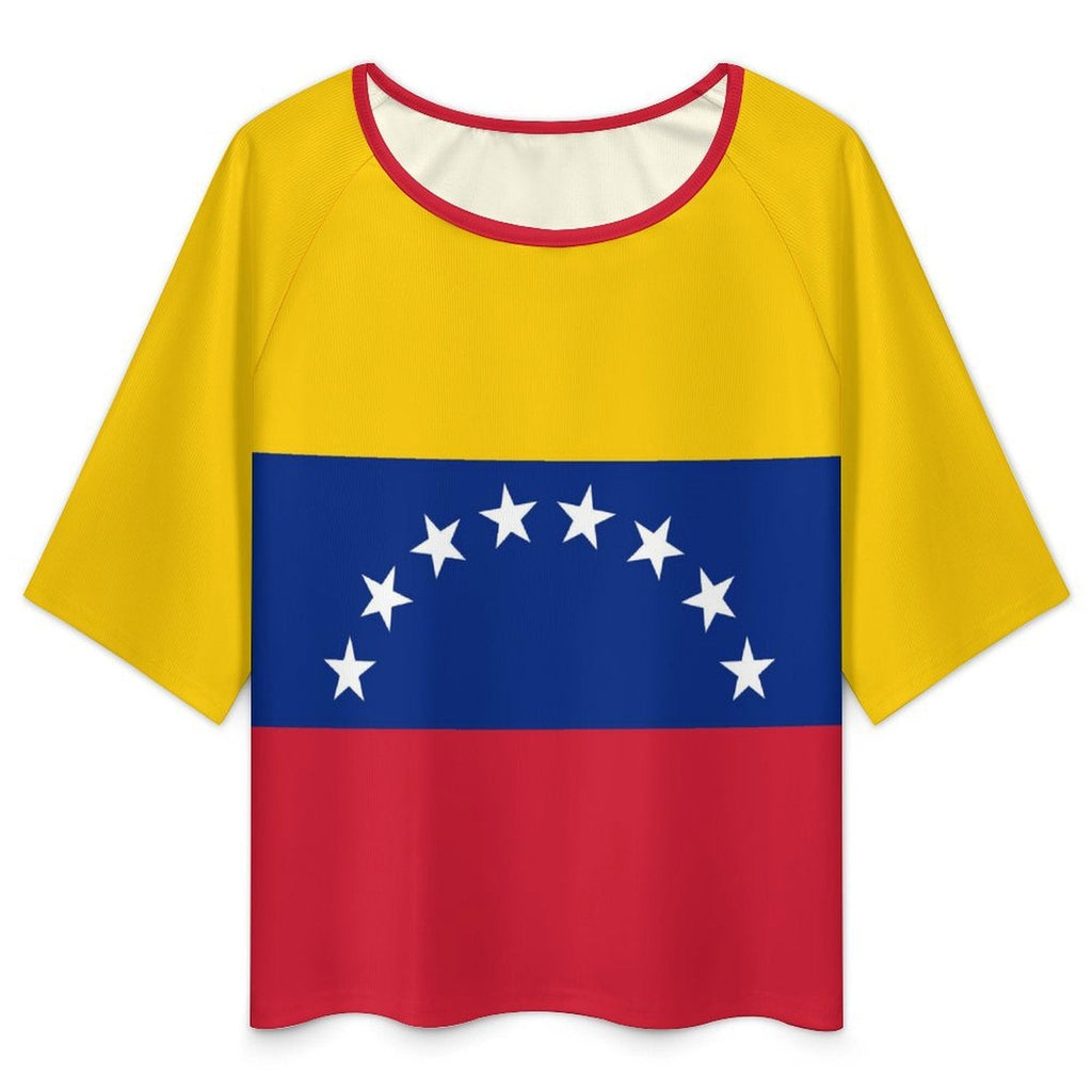 Venezuela Flag Women’s Loose Half-Sleeve Boat Neck T-Shirt - Conscious Apparel Store