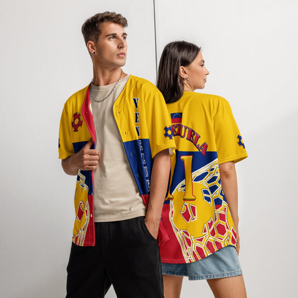 Venezuela Football Themed Button-Down Sport Jersey - Conscious Apparel Store