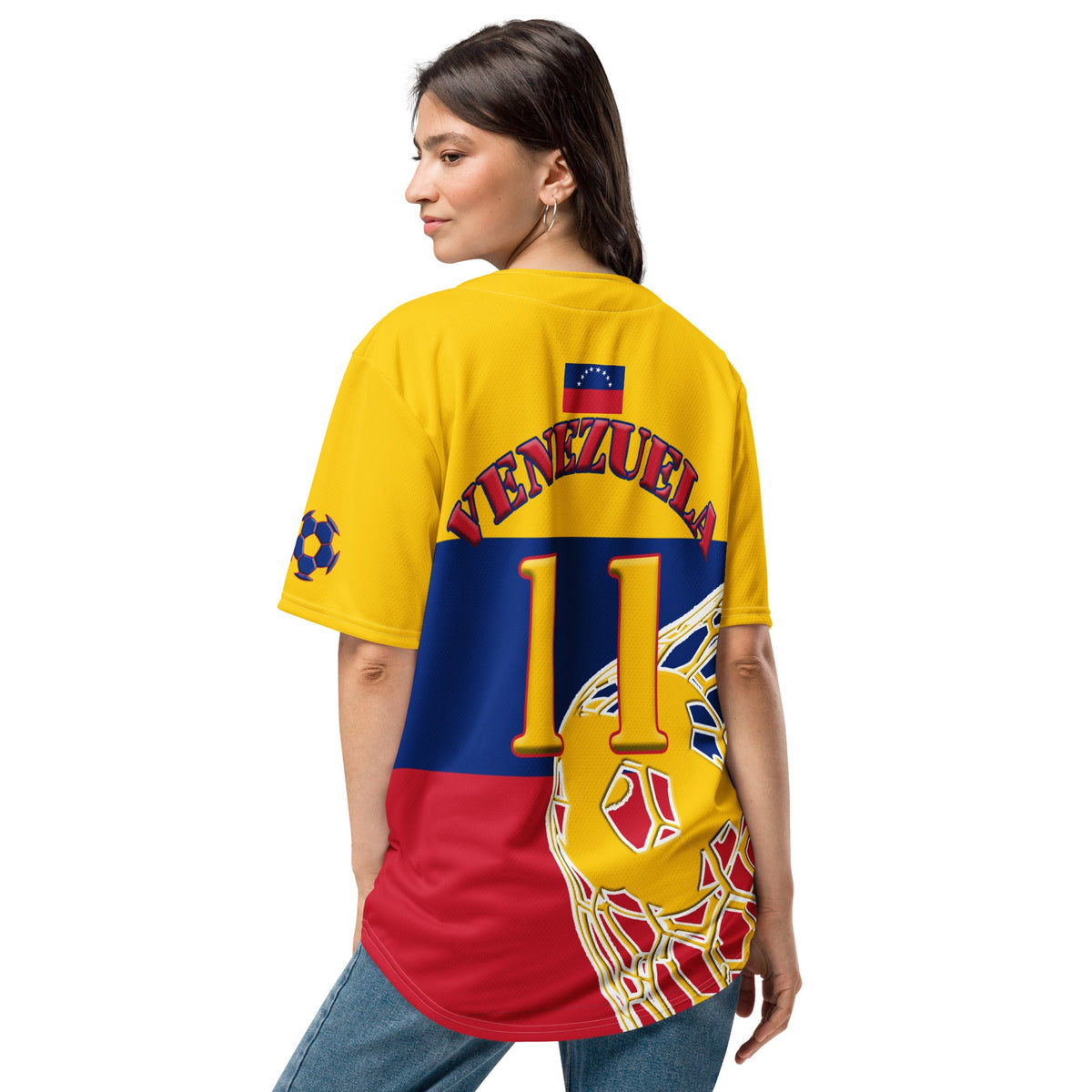 Venezuela Football Themed Button-Down Sport Jersey - Conscious Apparel Store