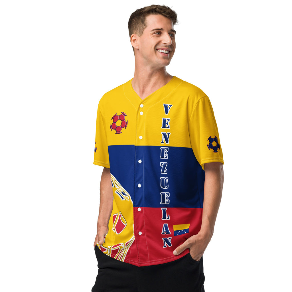 Venezuela Football Themed Button-Down Sport Jersey - Conscious Apparel Store