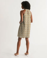 White Hieroglyphics Women's All-Over Print Halter Dress - Conscious Apparel Store
