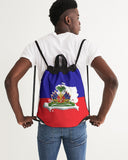 Haiti Flag Map Canvas Drawstring Bag - Conscious Apparel Store