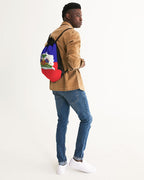 Haiti Flag Map Canvas Drawstring Bag - Conscious Apparel Store