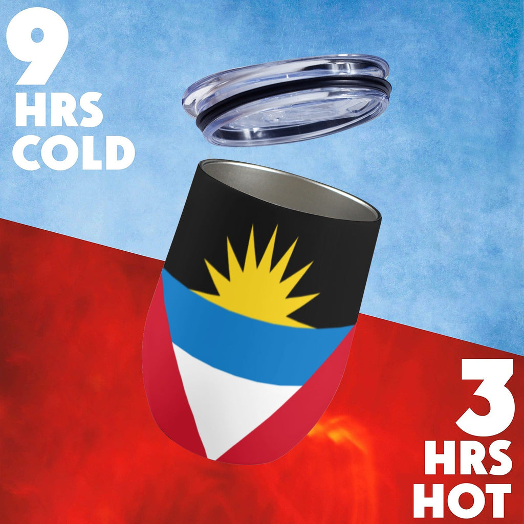 Antigua & Barbuda Flag 12oz Wine Tumbler - Conscious Apparel Store