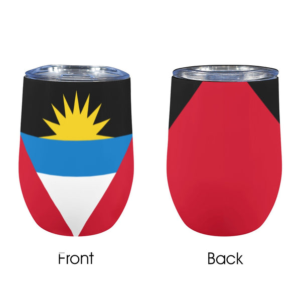 Antigua & Barbuda Flag 12oz Wine Tumbler - Conscious Apparel Store
