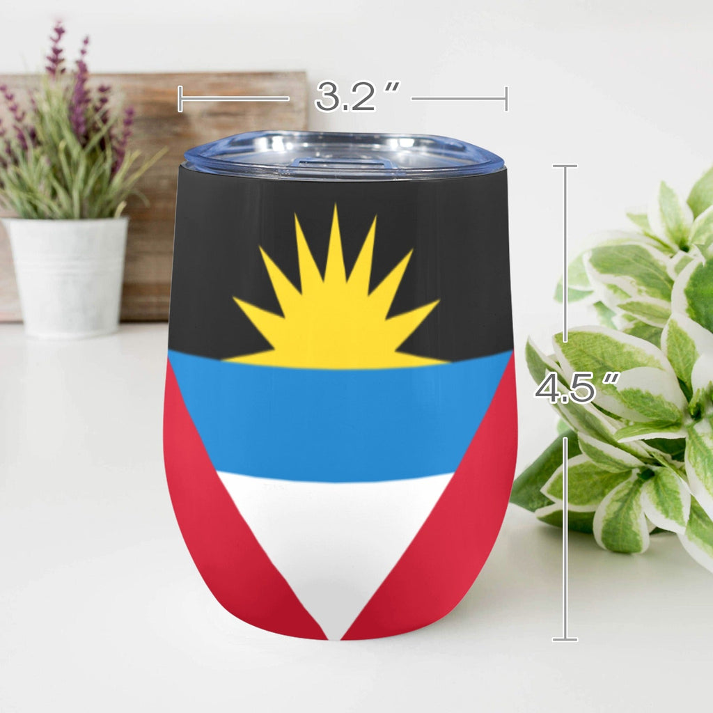 Antigua & Barbuda Flag 12oz Wine Tumbler - Conscious Apparel Store