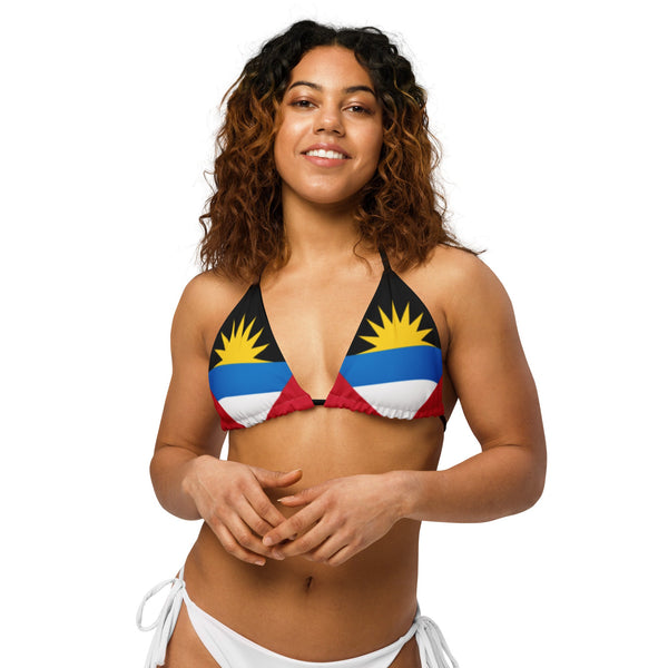 Antigua & Barbuda Flag string bikini top - Conscious Apparel Store