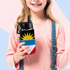 Antigua Flag Kids Kids Water Bottle with Straw Lid (12 oz) - Conscious Apparel Store