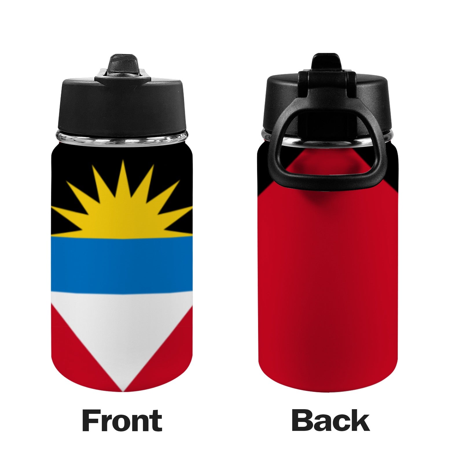 Antigua Flag Kids Kids Water Bottle with Straw Lid (12 oz) - Conscious Apparel Store