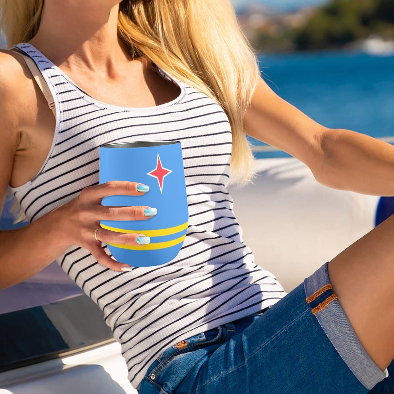 Aruba Flag 12oz Wine Tumbler - Conscious Apparel Store