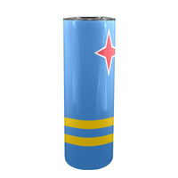 Aruba Flag 20oz Tall Skinny Tumbler with Lid and Straw - Conscious Apparel Store