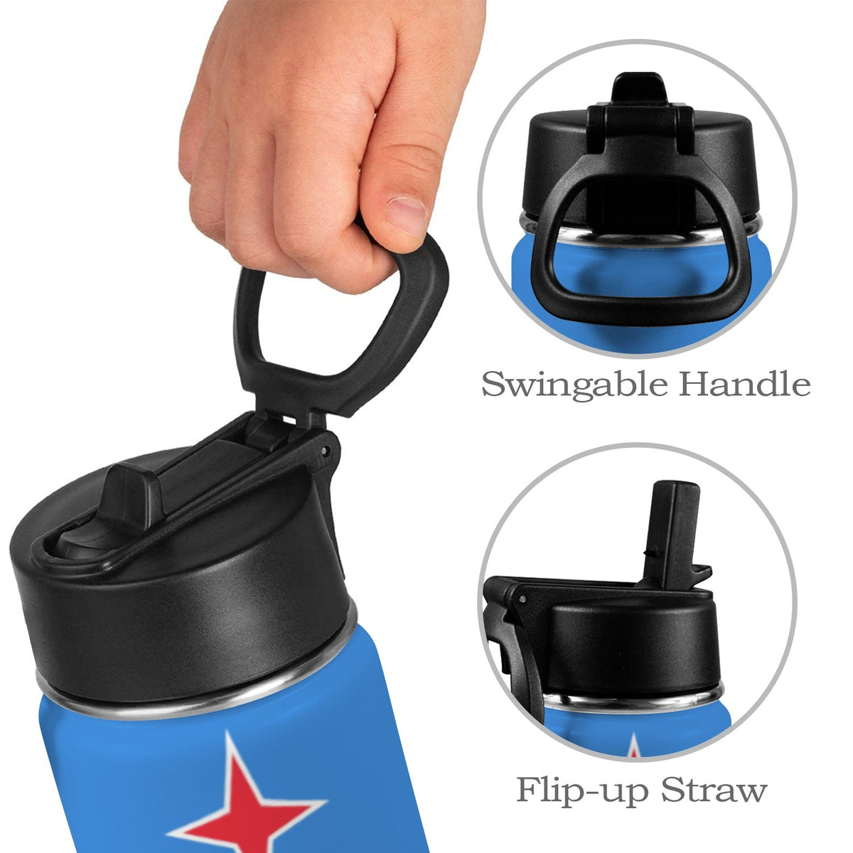 Aruba Flag Kids Water Bottle with Straw Lid (12 oz) - Conscious Apparel Store