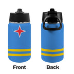 Aruba Flag Kids Water Bottle with Straw Lid (12 oz) - Conscious Apparel Store