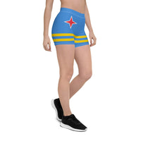 Aruba Flag Leggings Shorts - Conscious Apparel Store